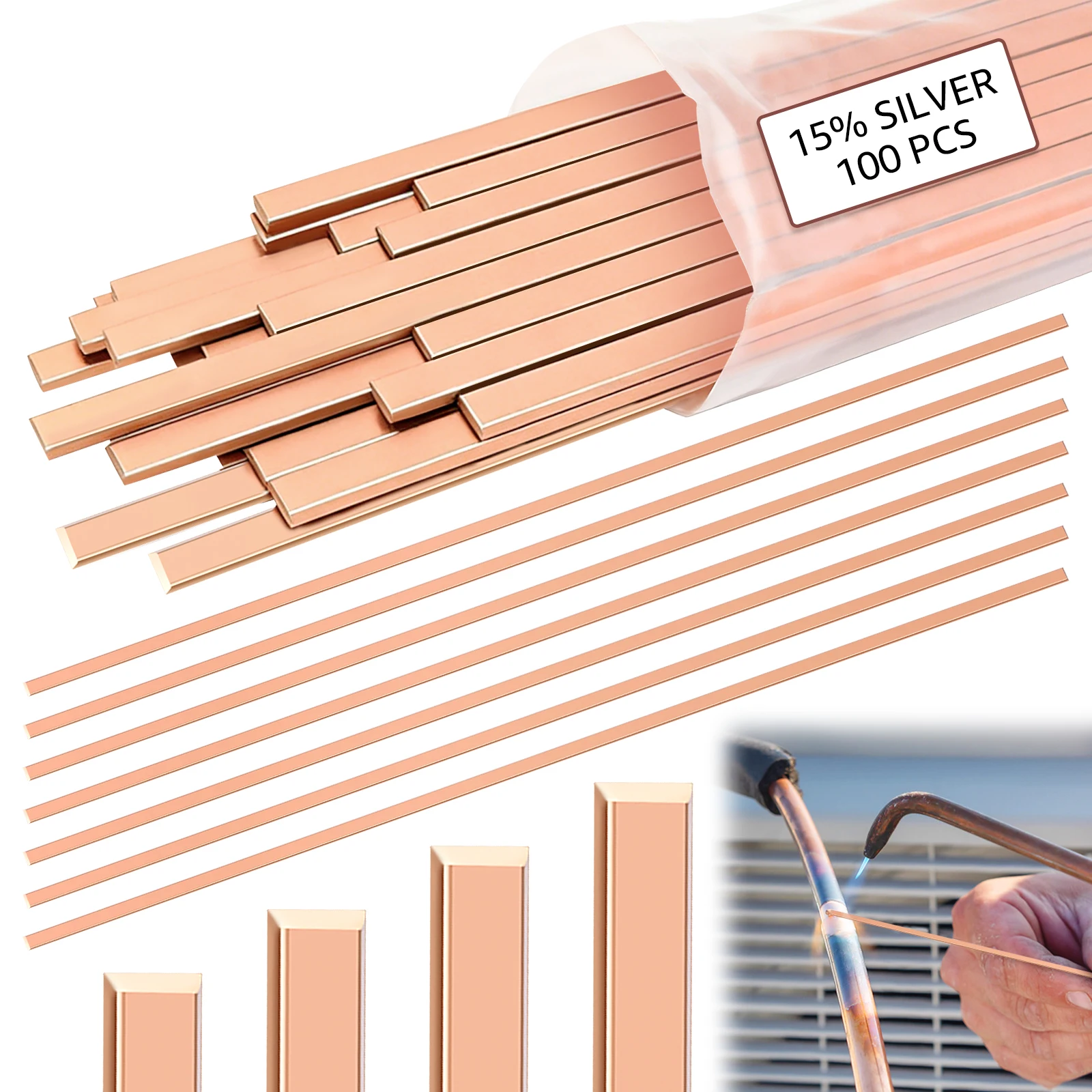 

20-100Pcs Phosphor Bronze Welding Rods BCuP-5 Flat Electrode for Coppers Brazing HVAC Electrical and Mechanical Repair