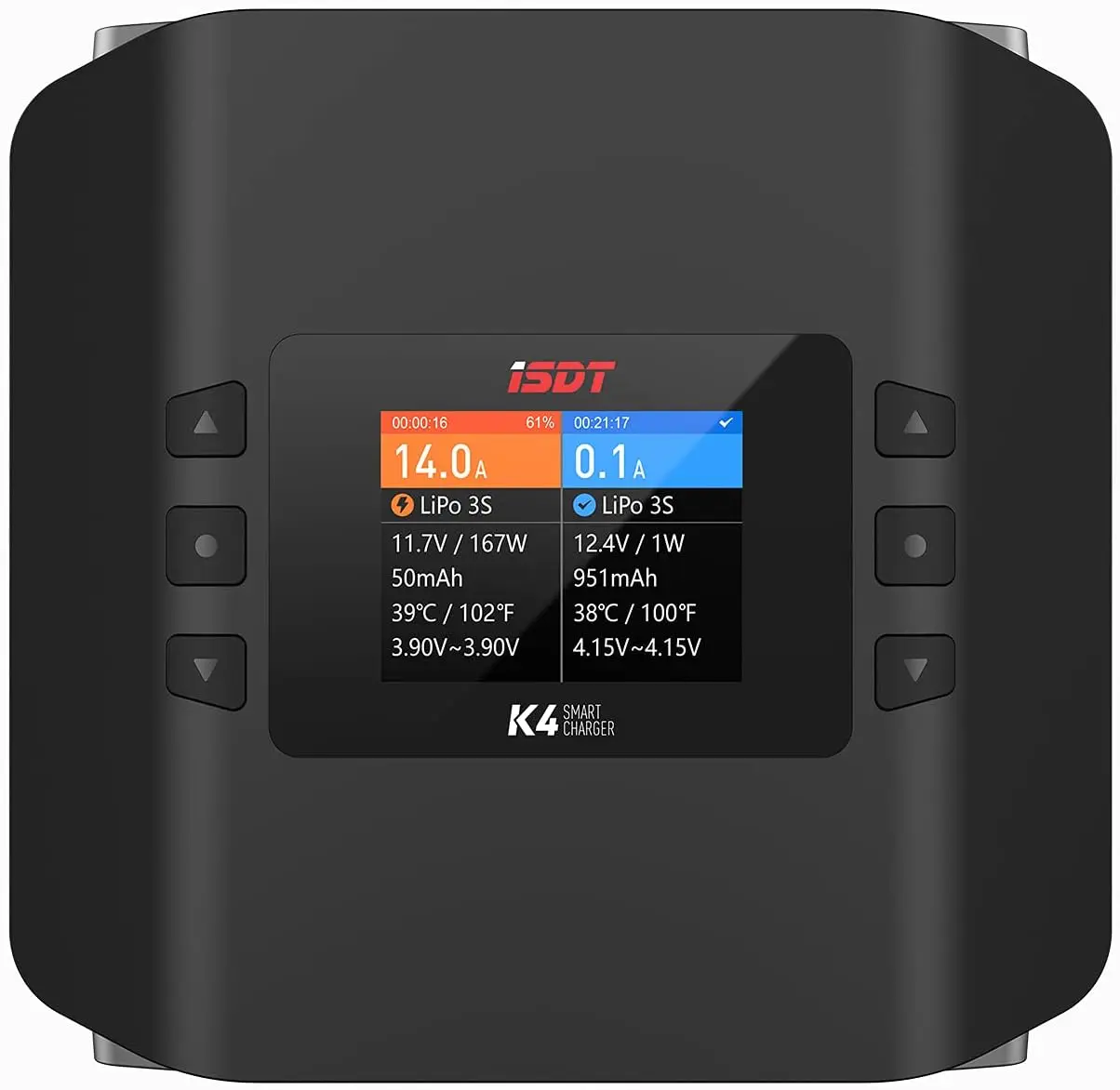 

ISDT K4 Lipo Battery Balance Charger Discharger 1-8S AC 400W DC 600Wx2 Smart Charger for Life, Lilon, LiPo, LiHv/Pb/NiMH Battery