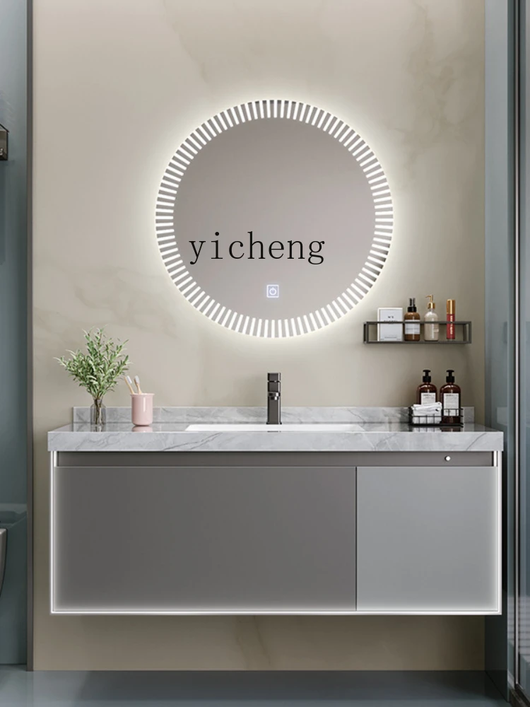 Xl Light Luxury Stone Plate Whole Washbin Bathroom Cabinet Combination Seamless Ceramic Basin Wash Cabinet