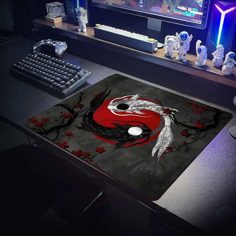 

Chinese Tai Chi Picture Fish Mouse Pad Gaming Accessories Notebook Gamer Computer Mat Aesthetic Office Carpet Table Cushion Rug