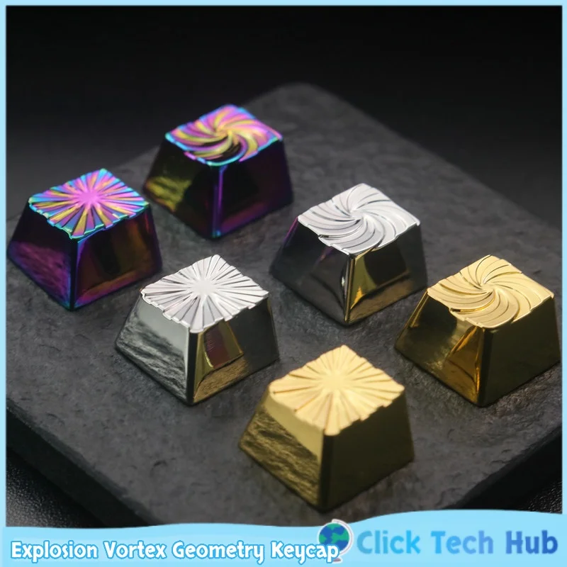 

Металлическая кейкап-каппа Explosion Vortex Geometry из цинково-алюминиевого сплава, с иризирующим серебряным покрытием, для механических клавиатур, с возможностью индивидуальной настройки