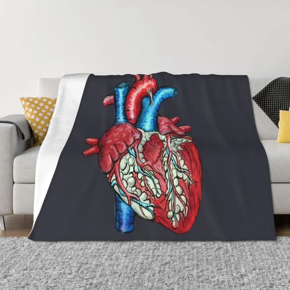 

Anatomical human heart Throw Blanket Soft Decorative Sofas Furrys Flannel Blankets