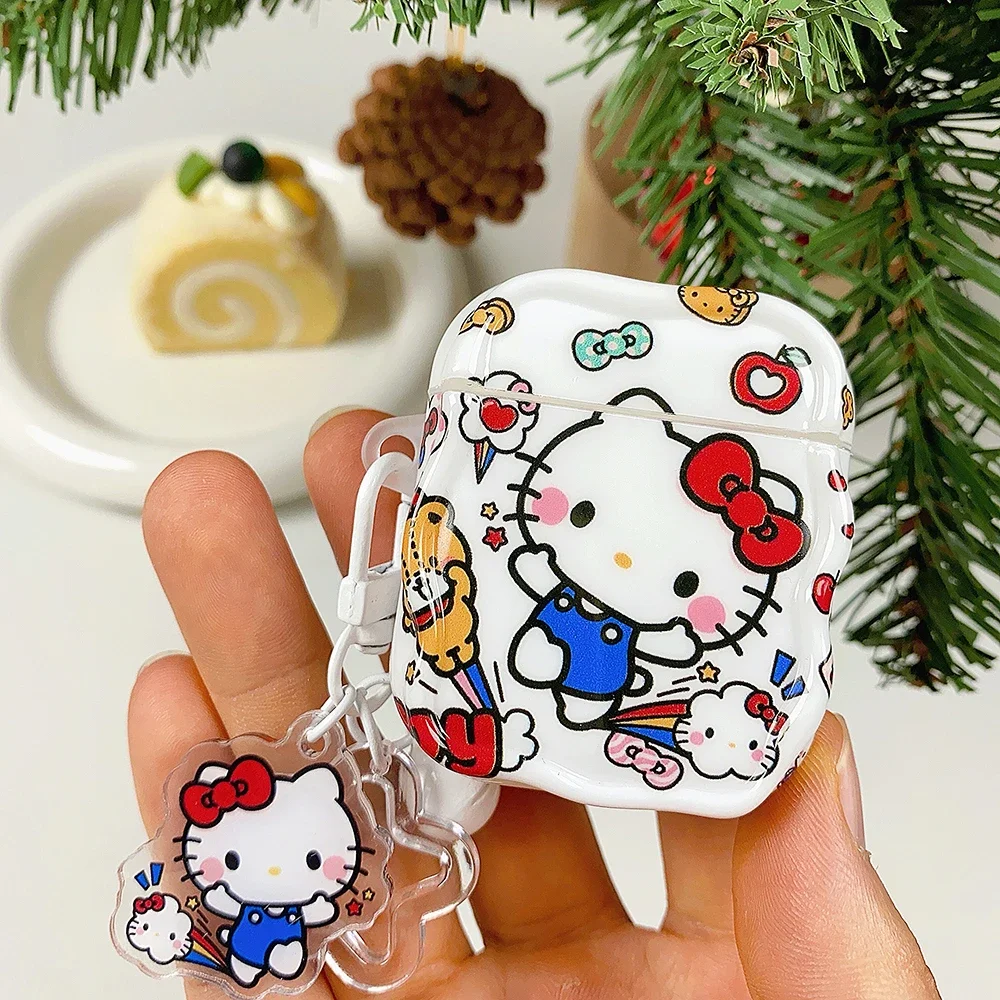 เคสหูฟังซานริโอ้ เฮลโล คิตตี้ น่ารัก สำหรับ Airpods 4 2 3 1 Pro 3 2 หูฟังบลูทูธไร้สาย พร้อมจี้ห้อย