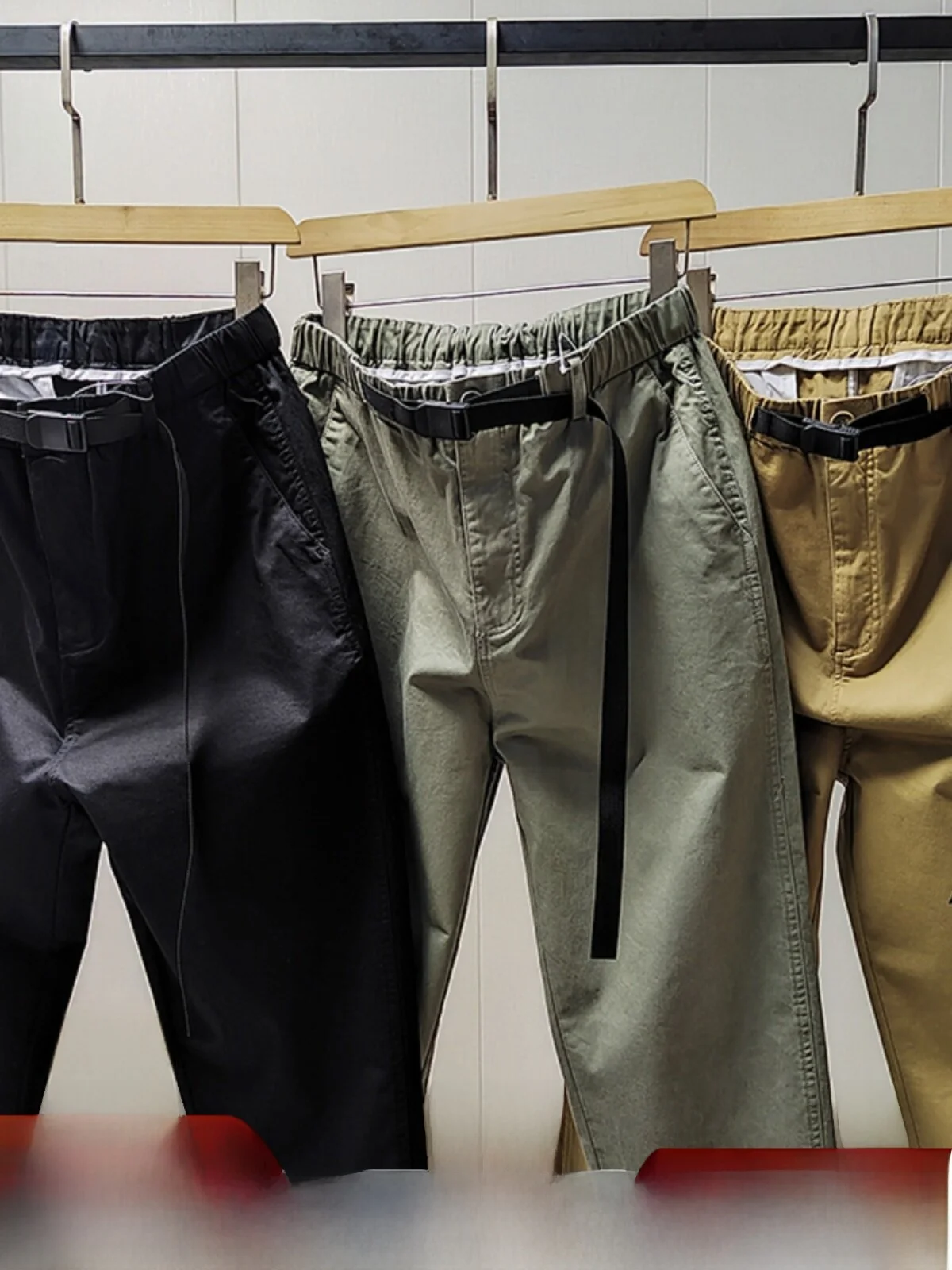 High Quality Men's Casual Workwear Pants Spring Summer New Style Elastic Waist Buckle Design Straight Leg Long Trousers