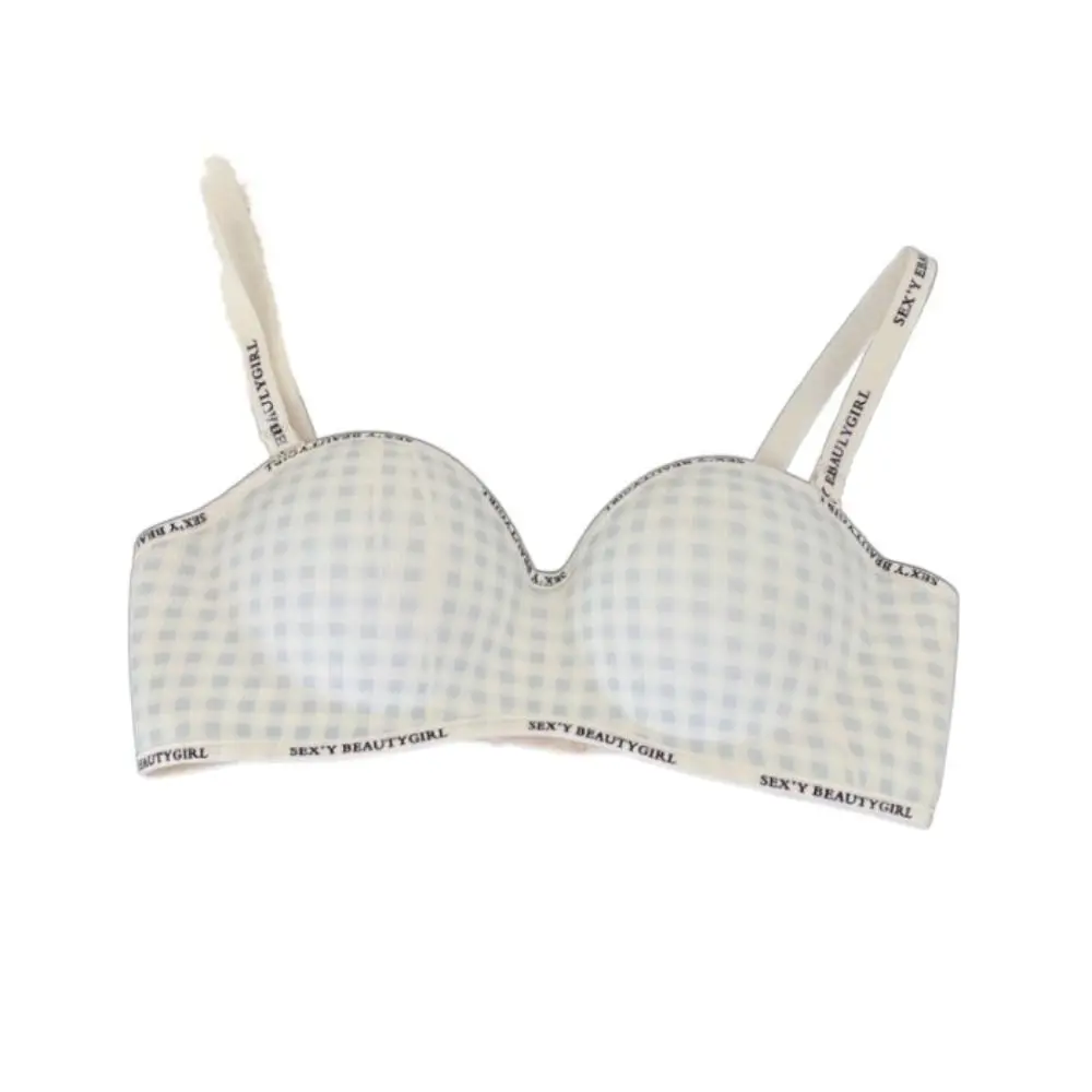

Non Slip Wireless Letter Grid Bra Push Up Anti-sagging Seamless Bra Deep V Lingerie Underwear Women Women