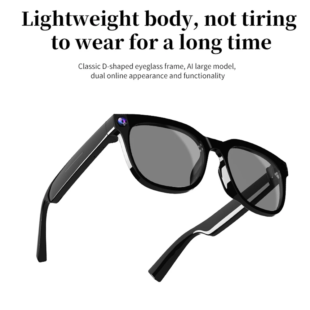 AI Smart Glasses 800W HD Camera Video Recording Men Women Sunglasses Voice Assistant Dialogue Translation Live Streaming Glasses