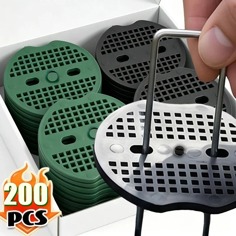 10/200Pcs Plastic Buffer Washer Garden Staples Pegs Anchoring Landscaping Ground Covering Garden Lawn Fixed Nails for Garden