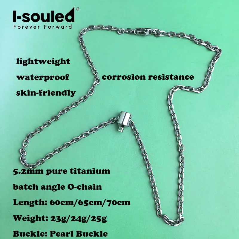 

Pure titanium 5.2mm batch angle O-chain with pearl buckle and pendant, trendy and fashionable