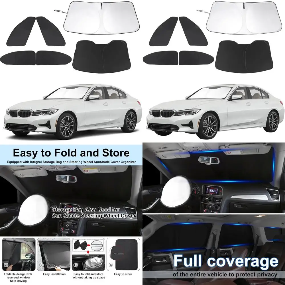 

Universal 6-Piece Windshield Sun Shade Set for 2019-2024 BMW 3 Series, Side & Rear Window Covers for Privacy and Cooling