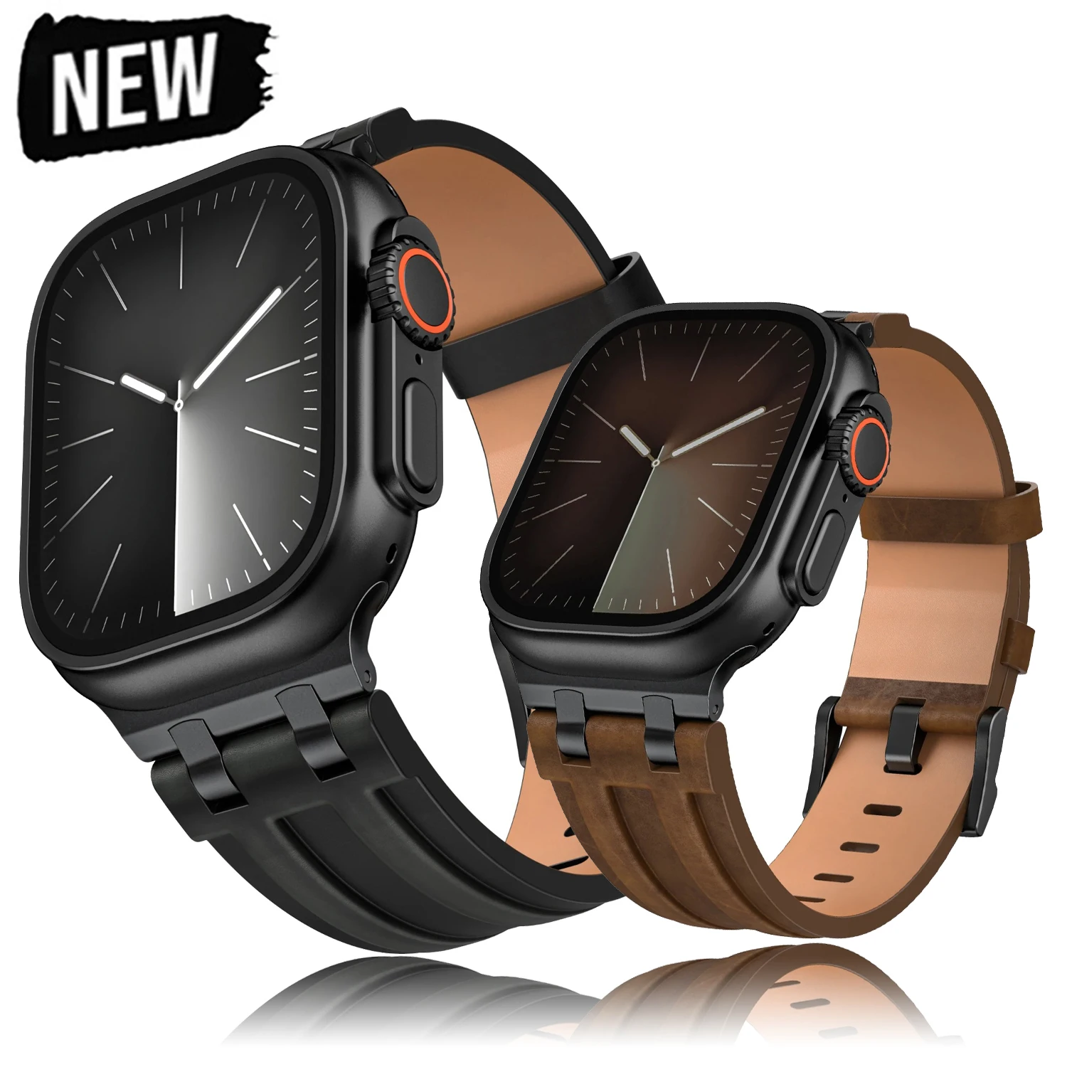 

Кожаный ремешок для часов Apple Watch, ремешок 49 мм, 46 мм, 45 мм, 44 мм, роскошный мужской браслет для iWatch Ultra 3 Series 11 10 9 8 7 6 Se Band