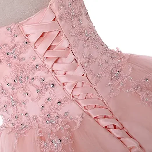 Vestidos De quinceañera con cuello en V, apliques formales hasta el suelo, dulce vestido De fiesta De princesa Cenicienta 16, 15 años