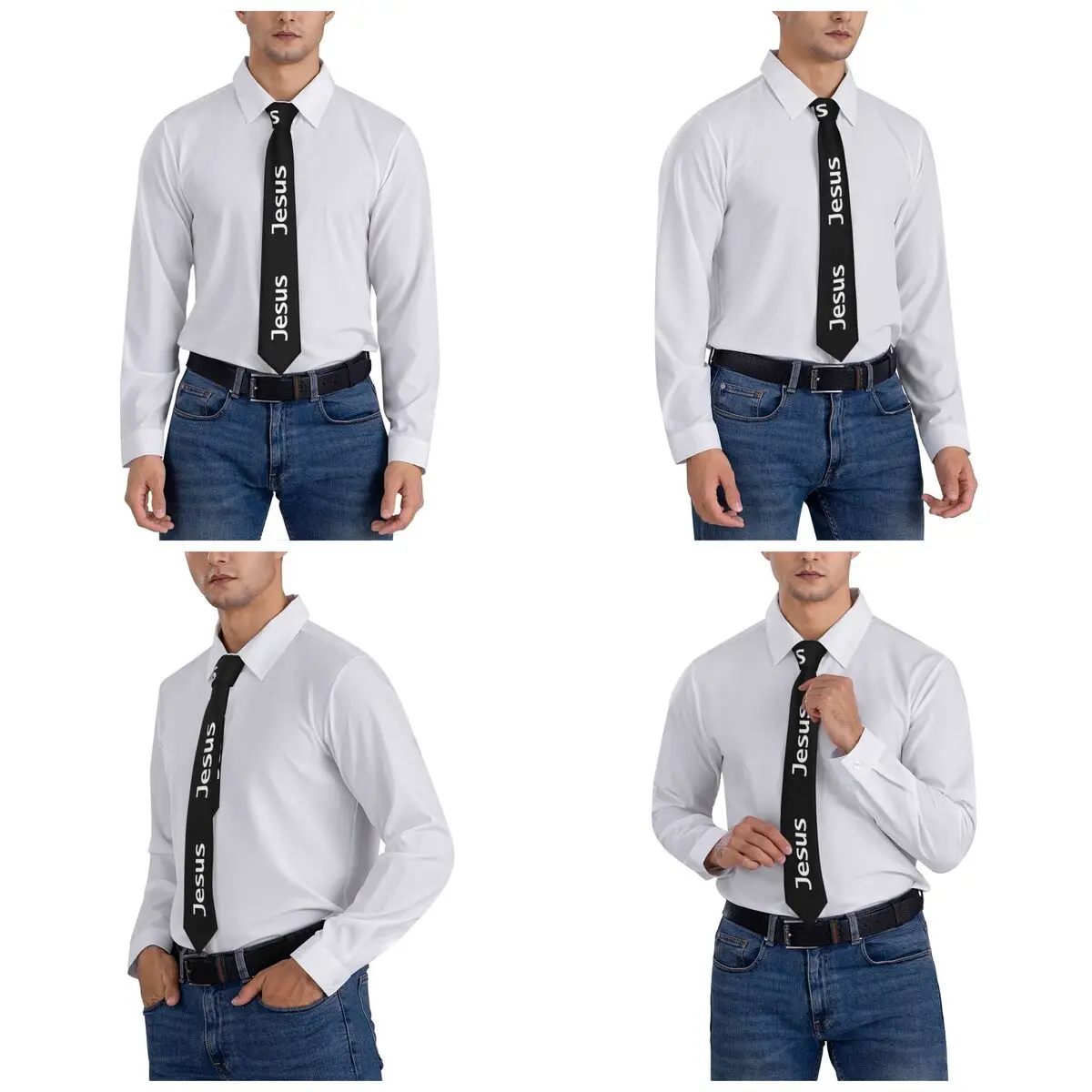 Personalized Christ Jesus God Neck Ties for Men Classic Faith Cross Silk Party Necktie