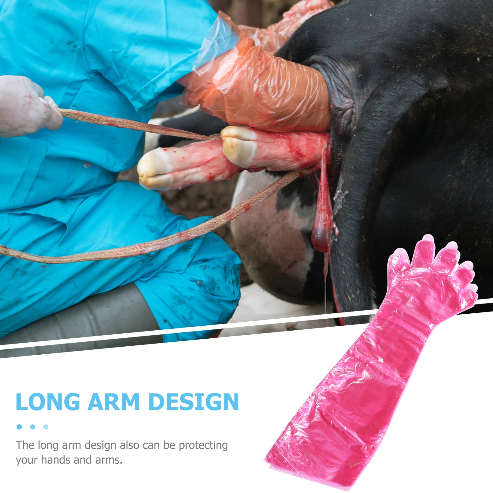 

50 Pcs Baby Delivery Gloves Long Sleeve for Cleaning Elbow Length Disposable Work Professional Arm Portable Plastic