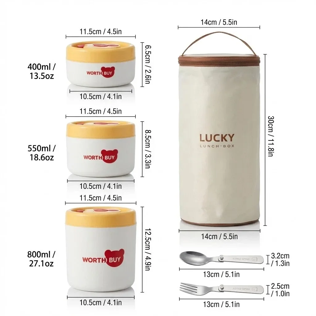 Geïsoleerde lunchbox van 304 roestvrij staal met handvat, draagbaar, lekvrij, dubbele laag, bentobox voor kinderen en studenten, magnetronbestendig.