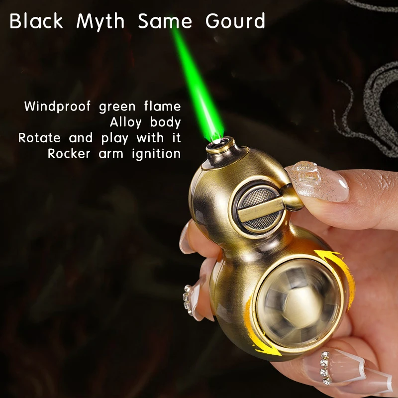 Black Myth game with the same gourd shaped straight forward windproof turntable decompression arm inflatable lighter