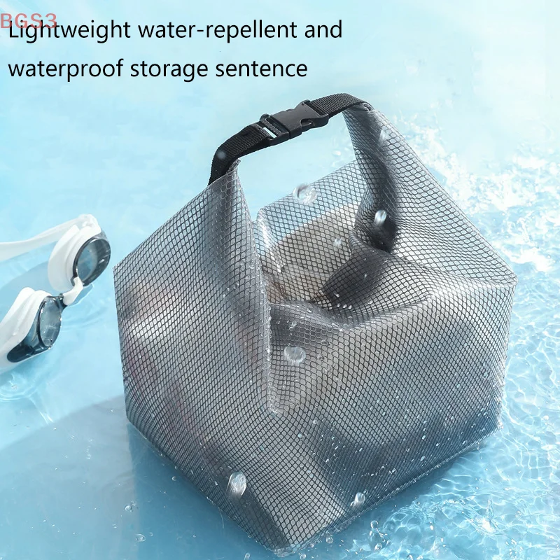

1PC Portable Storage Bag Simple Travel Buckle Type Shopping Bag Waterproof Cosmetic Bag Large Capacity Transparent Mesh Handbag