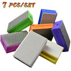 7 Pcs Diamond Hand Polishing Pads for Glass Counter Granite Marble Concrete Ceramic Tile Floor Rock Wood Terrazzo Grit 60-3000