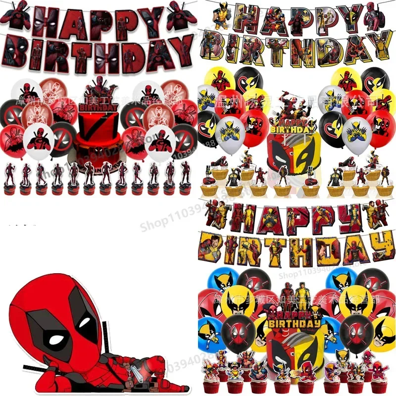 

Disney Deadpool Birthday Party Theme Cute Cartoon Fashion Decorated Hanging Flag Balloon Set for Kids Partys Supplies Gifts