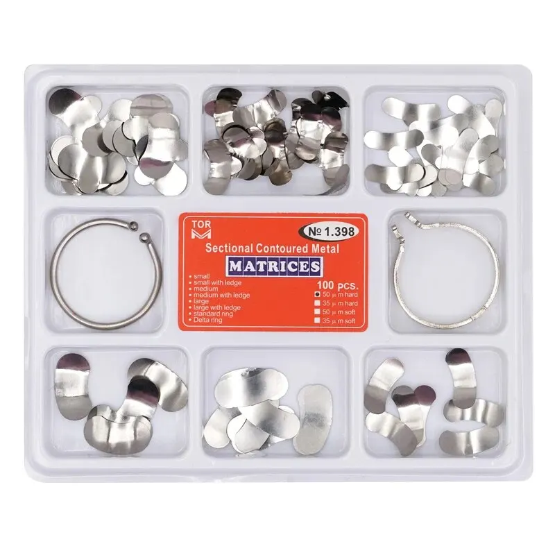 100Pcs/Box Dental Sectional Matrix System Band Resin Clamping/Seperating Ring Dentist Tools with Springclip Care Tool - view 2