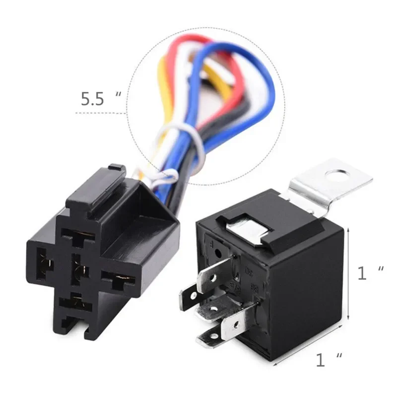1PCS DC 12 V/24 V Waterproof Car Relay 40A Harness Heavy Duty Automotive Relay Socket for Head Light Air Conditioner 4 5 pin
