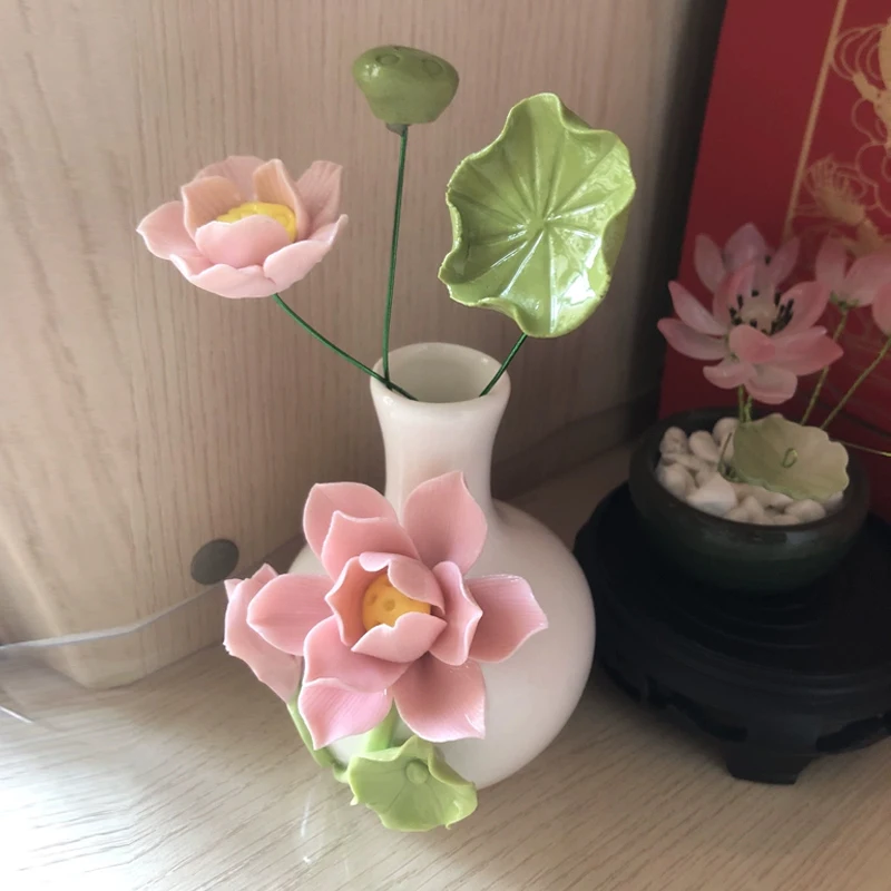 Nordic Ceramic Handmade flower carving Vase, Dining Table Living Room Bedroom Office Decoration, Small Flower Ware Ornament, 1Pc