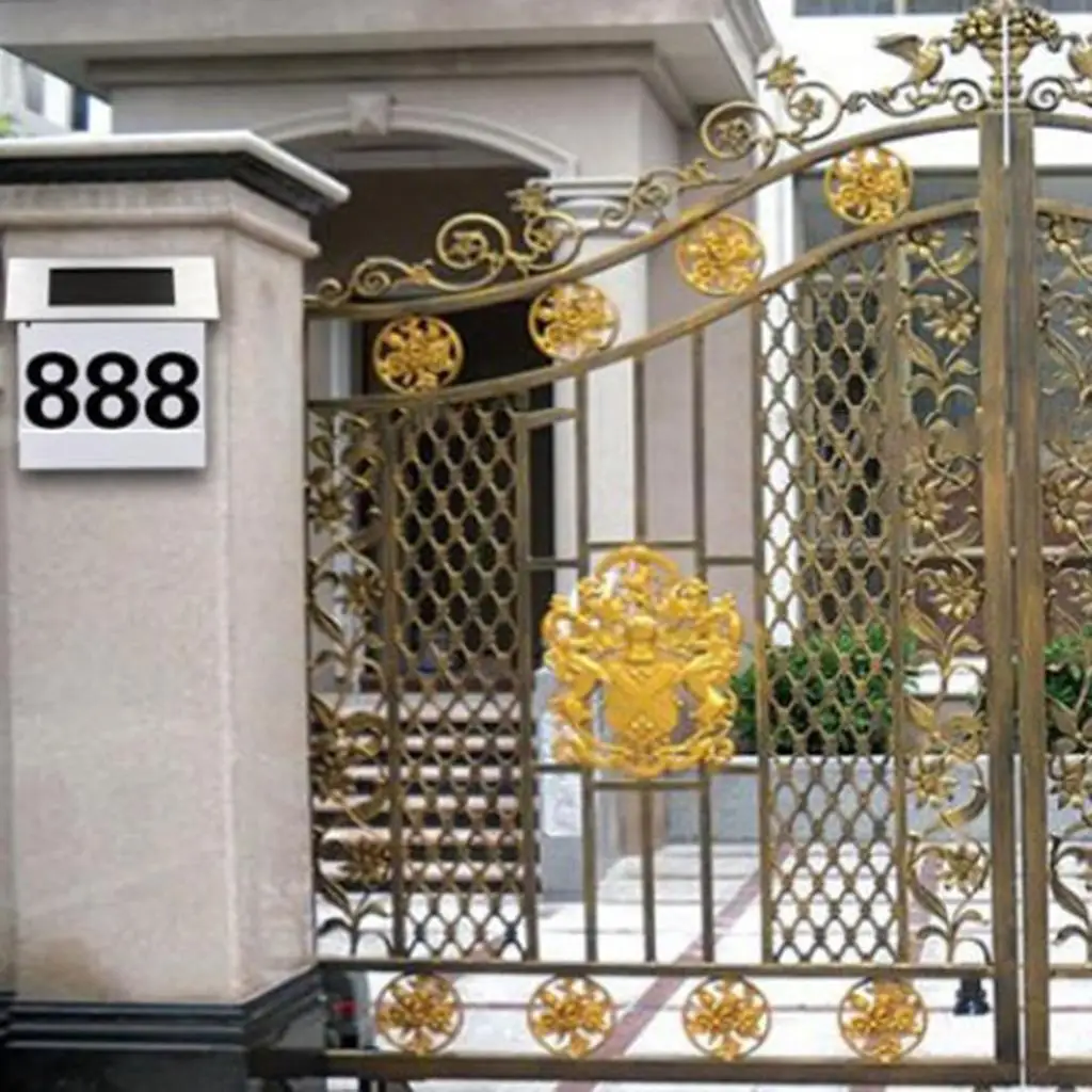 Solar Street Lamp Style House Number Door Light Stainless Steel LED Wall Sconce Auto on Waterproof for Driveway