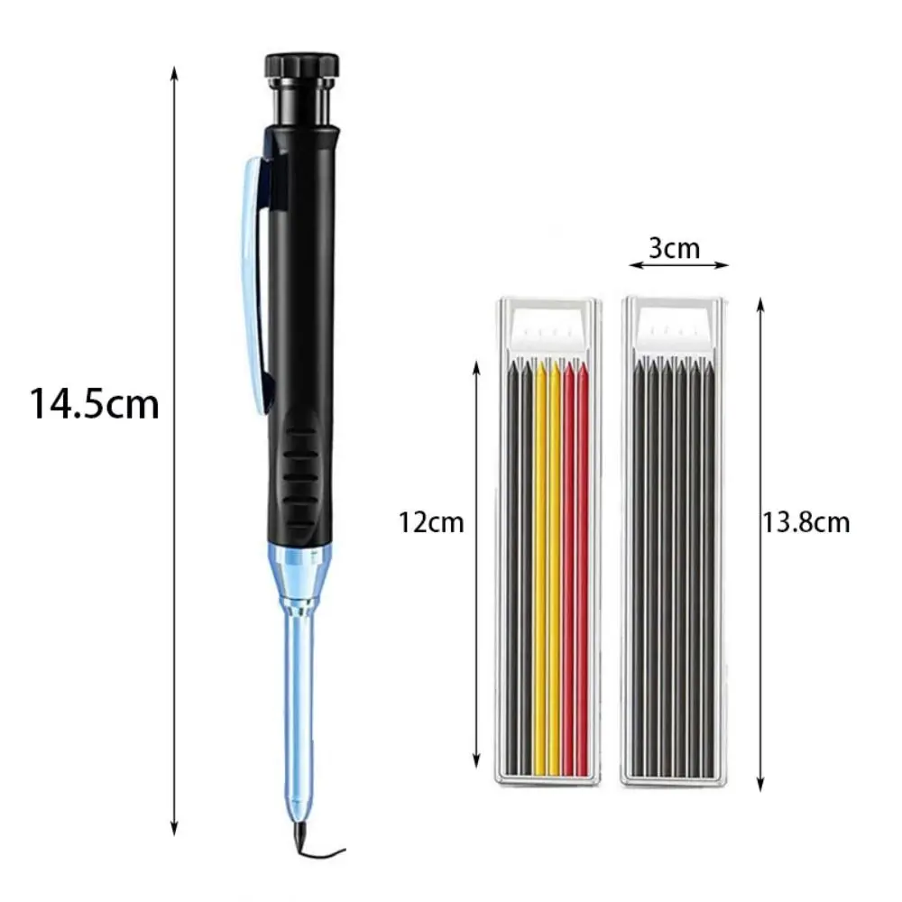 2.8mm Mechanical Pencil Deep Hole Marking Built-in Sharpener Woodworking Marking Tool Long Head Metal