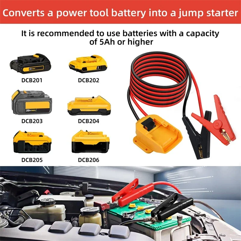 Adaptor Starter Bantuan Darurat Starter Mobil untuk DeWalt 18V/20V Penguat Lompatan Mobil Bertenaga Baterai Lithium Ion