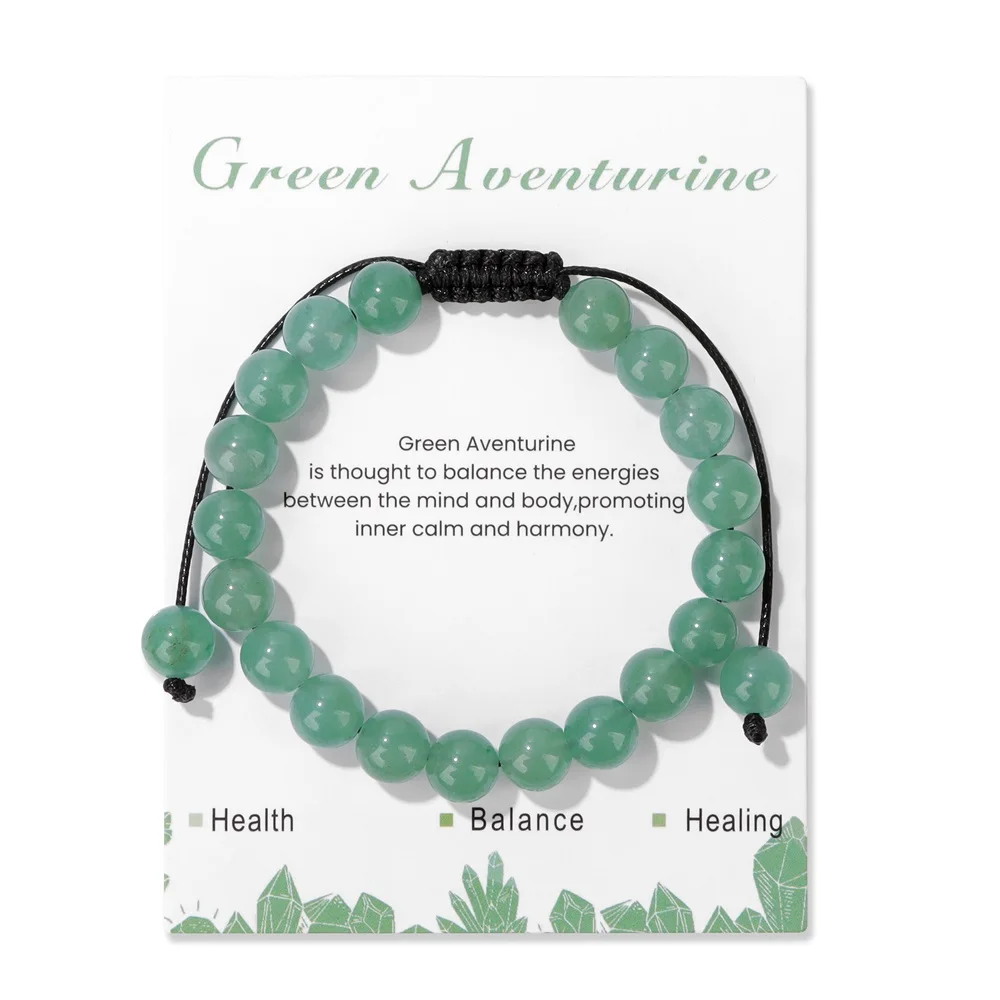 Natural Green Aventurine Bead Bracelets For Women Men Reiki Healing Energy Crystal Gravel Faceted Round Beads Bangles Jewelry