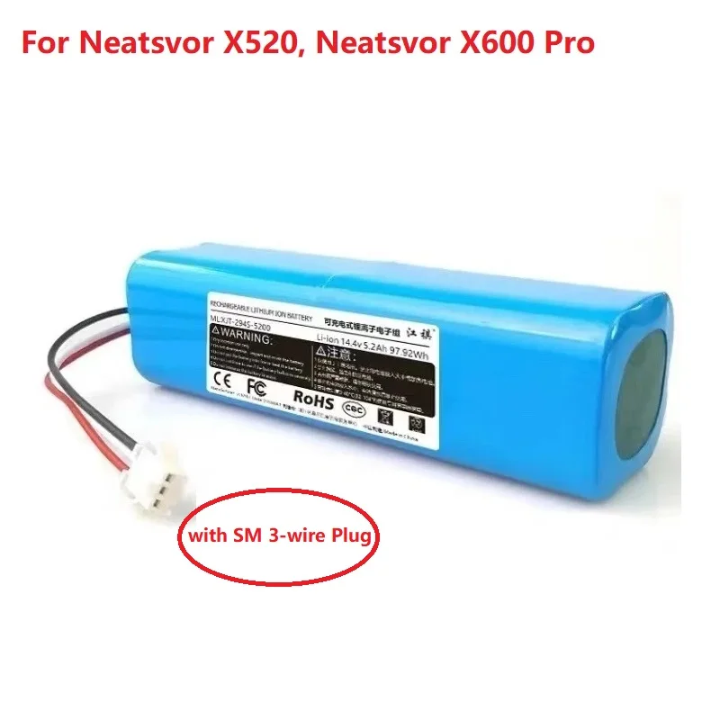 

New 5600mAh Li-ion Battery For Neatsvor X520, Neatsvor X600 Pro Robot Vacuum Cleaner with SM 3-wire Plug Part