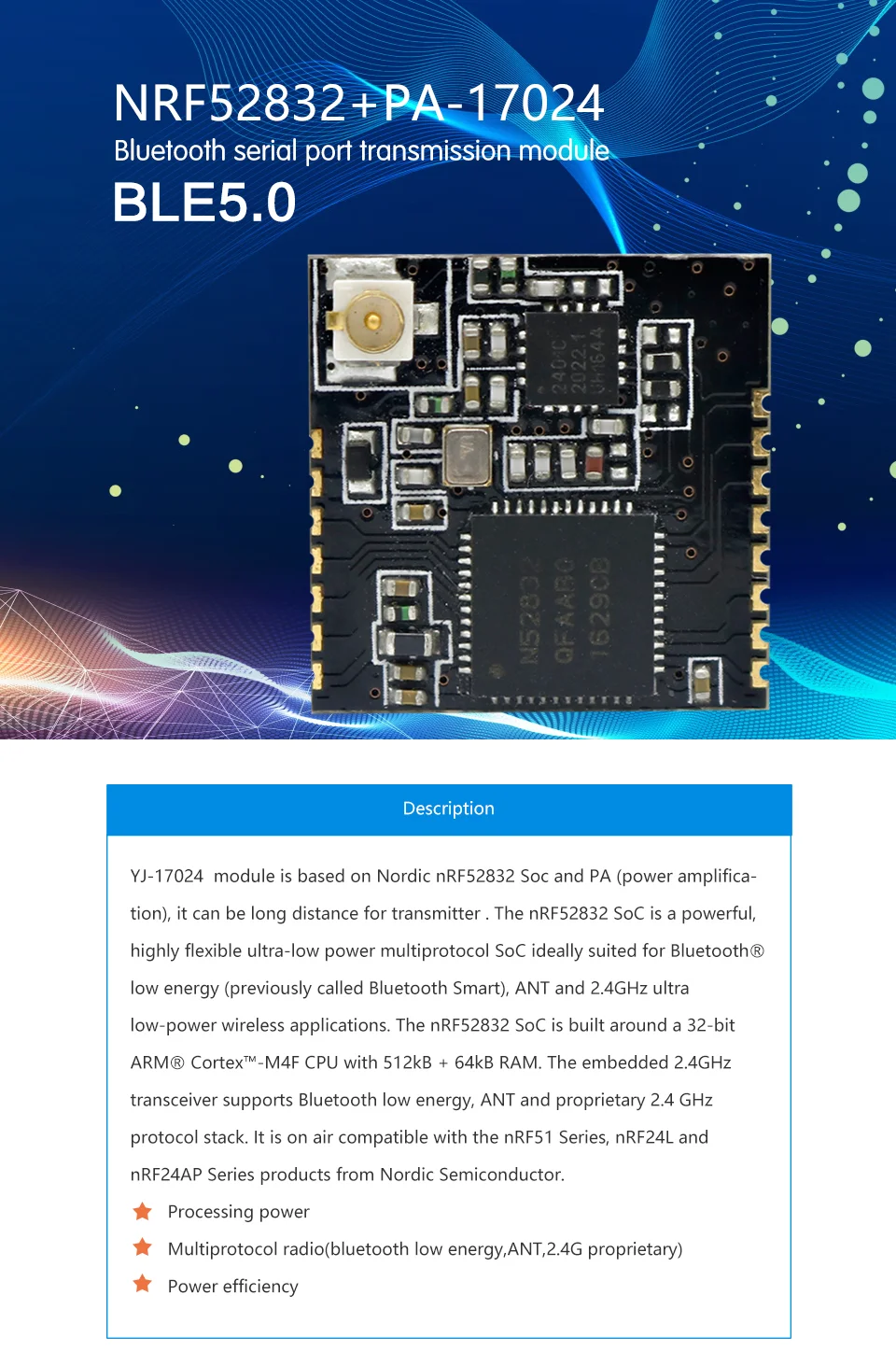 Holyiot Nordic nRF52832 PA  IPX module Bluetooth low energy  development board nRF52  DK  long distance Automation Modules IOT