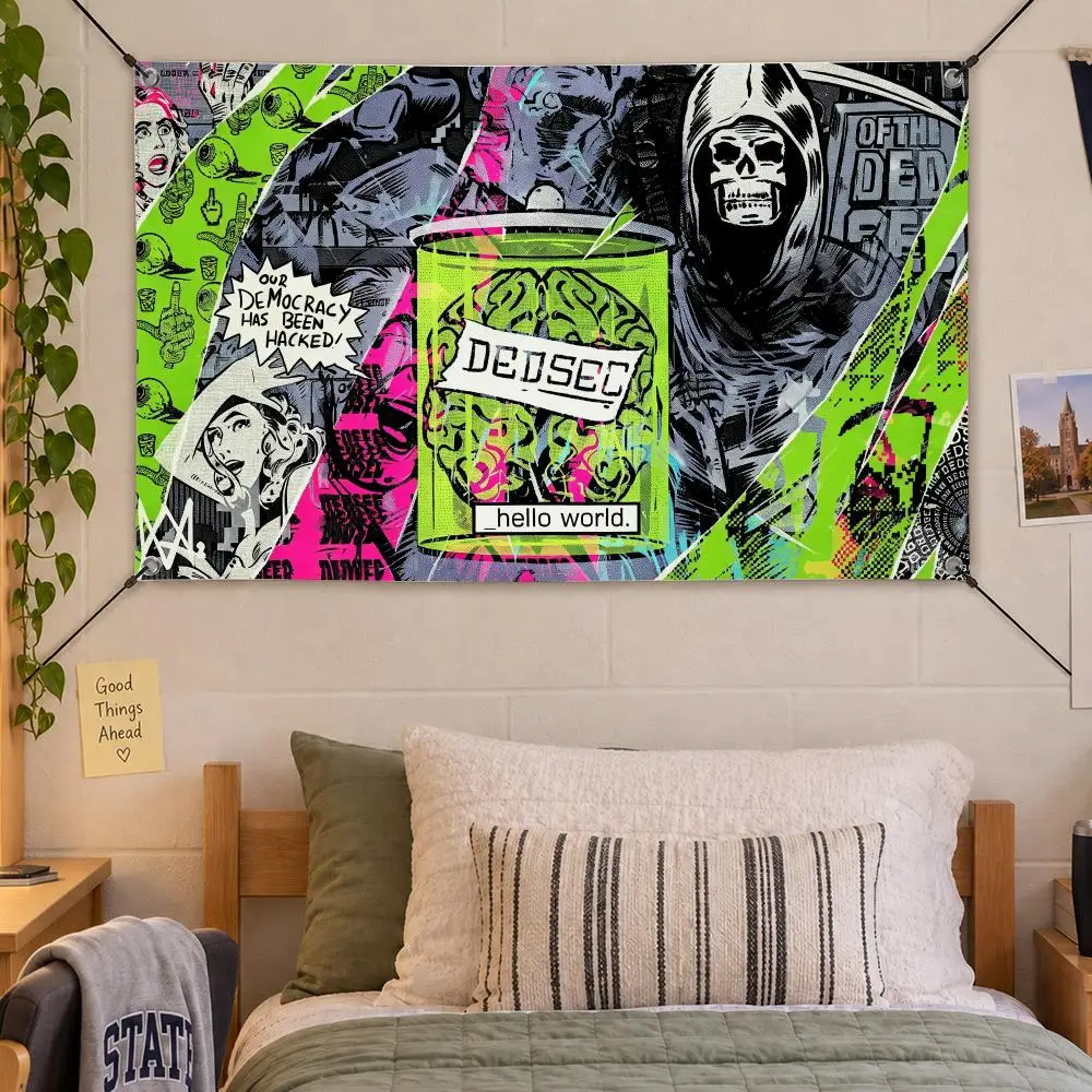 Game Action Watch Dogs Flags Decorative Flag Banner Indoor Bedroom Dorm Gaming Room Wall Party Club Decor Fan Gift