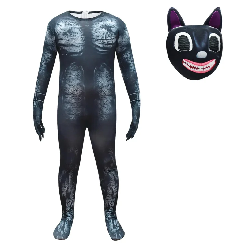 Fantasia Halloween Costume For Kid Anime Black Cat Cosplay Boy Girl Bodysuit Jumpsuit Cartoon Disfrace Carnival Party Clothing R