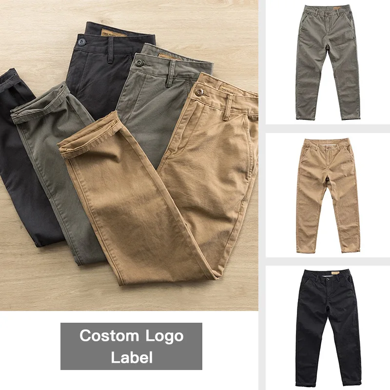 Men's Durable Wear-resistant Small Straight Slim-fitting Thick Sports Overalls Outdoor Casual Washed Trousers