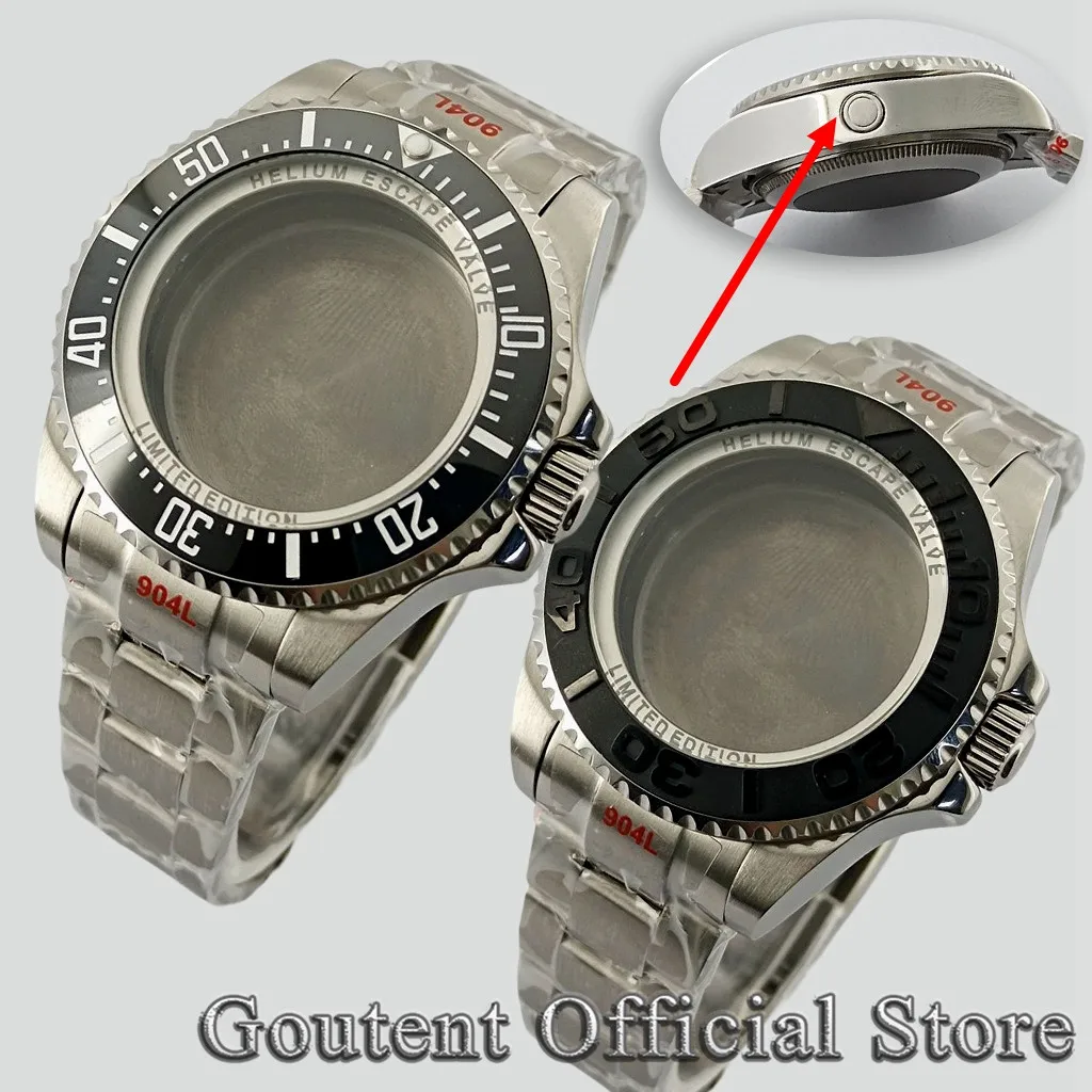 

Goutent 43mm Silver 10ATM Watch Case Sapphire Strap Fit Miyota 8215/8205/821A Mingzhu DG2813/3804 ETA 2836 2824 PT5000 Movement