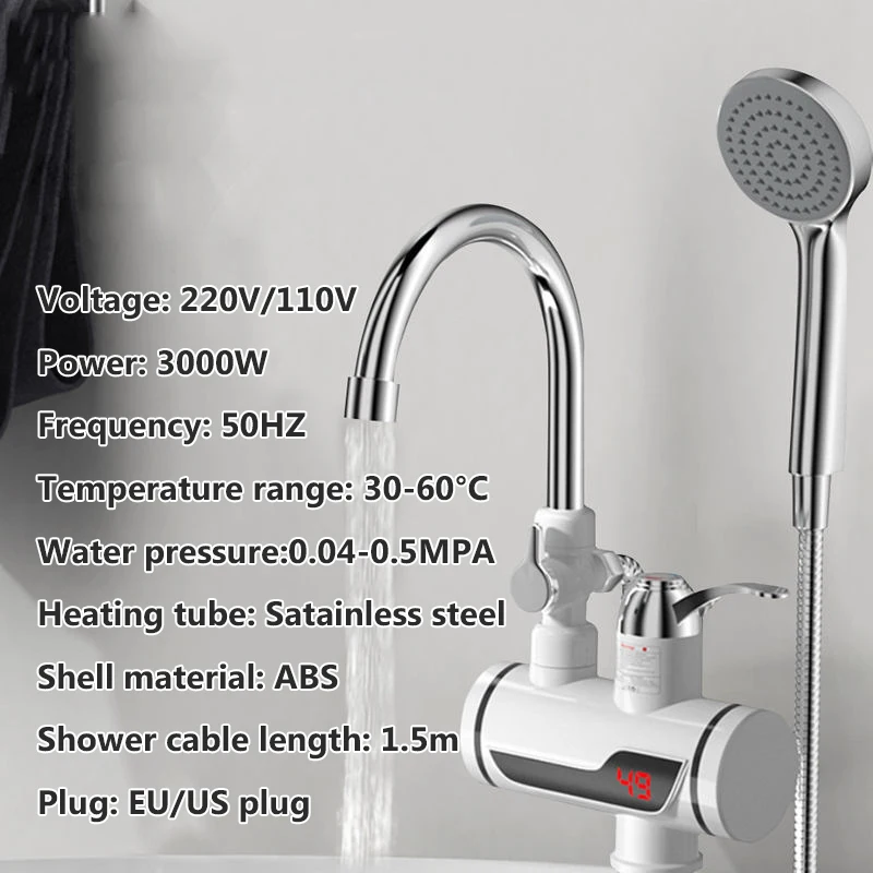 110V 220V Electric Kitchen Water Heater Tap Instant Hot Water Faucet Heater Cold Heating Instantaneous Faucet Tankless EU US