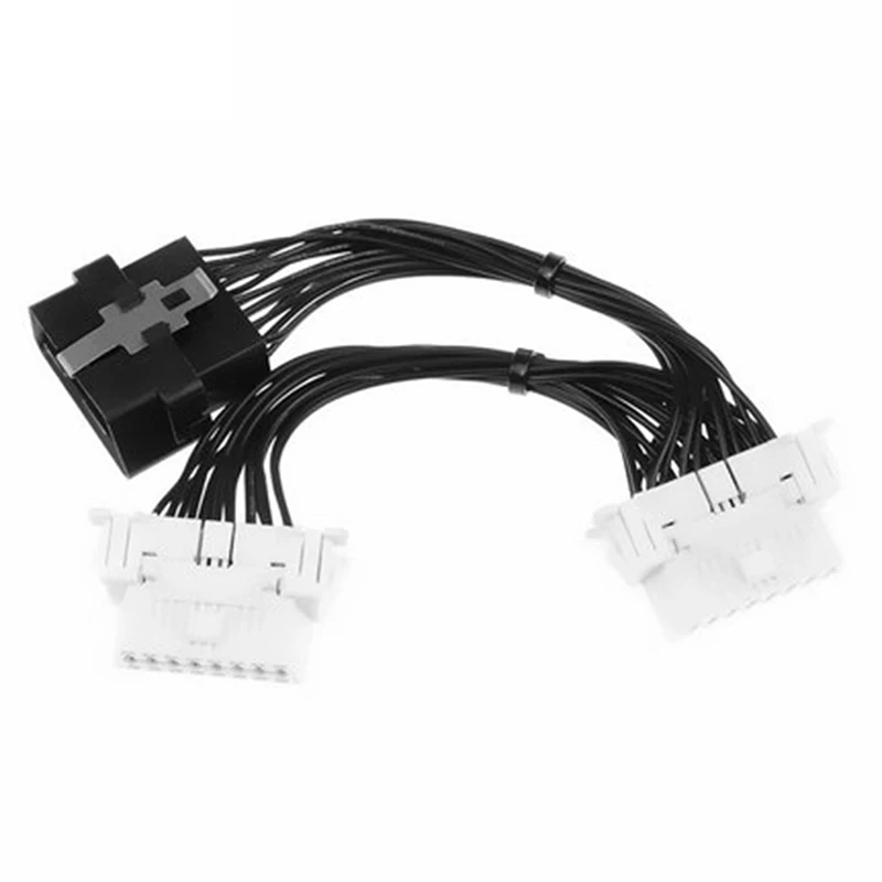 OBD 2 Y Splitter Extension Cable OBD2 16PIN Male To Female ELM327 Electronic Wire Connector 0.15M