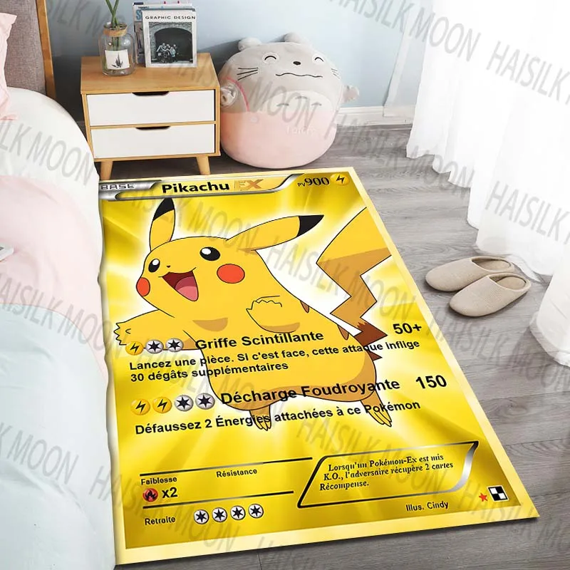 15 Sizes Pokémon Pikachu Cards Pattern Carpets for Living Room Bedroom Sofa Floor Mat  Anti-slip Rugs Kid's Room Play Mat Gifts