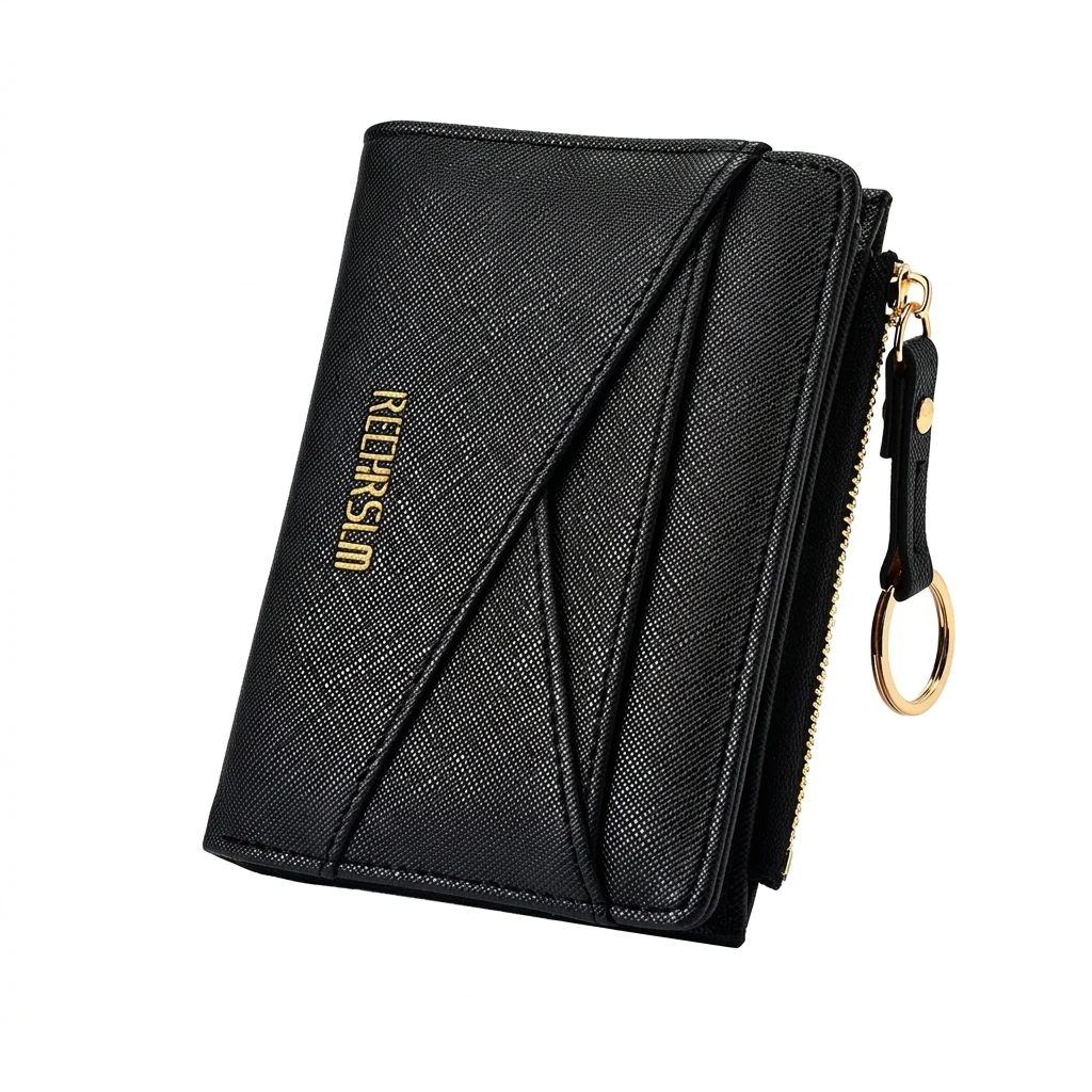 Daily Commute Coin Purse Irregular Geometric Wallet Small Pouch for Women Compact PU Leather Card Holder
