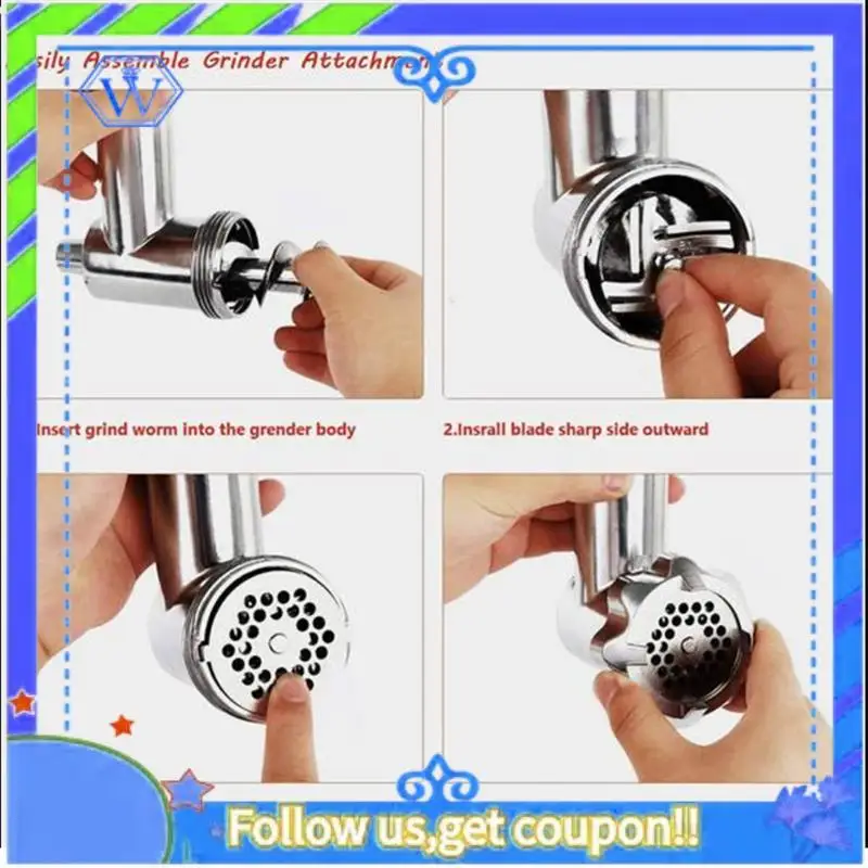 

Easy To Use Metal Food Grinder Attachment For Kitchenaid Stand Mixer Grinder Accessories Sausage Stuffer Tubes Meat Grinder Blad
