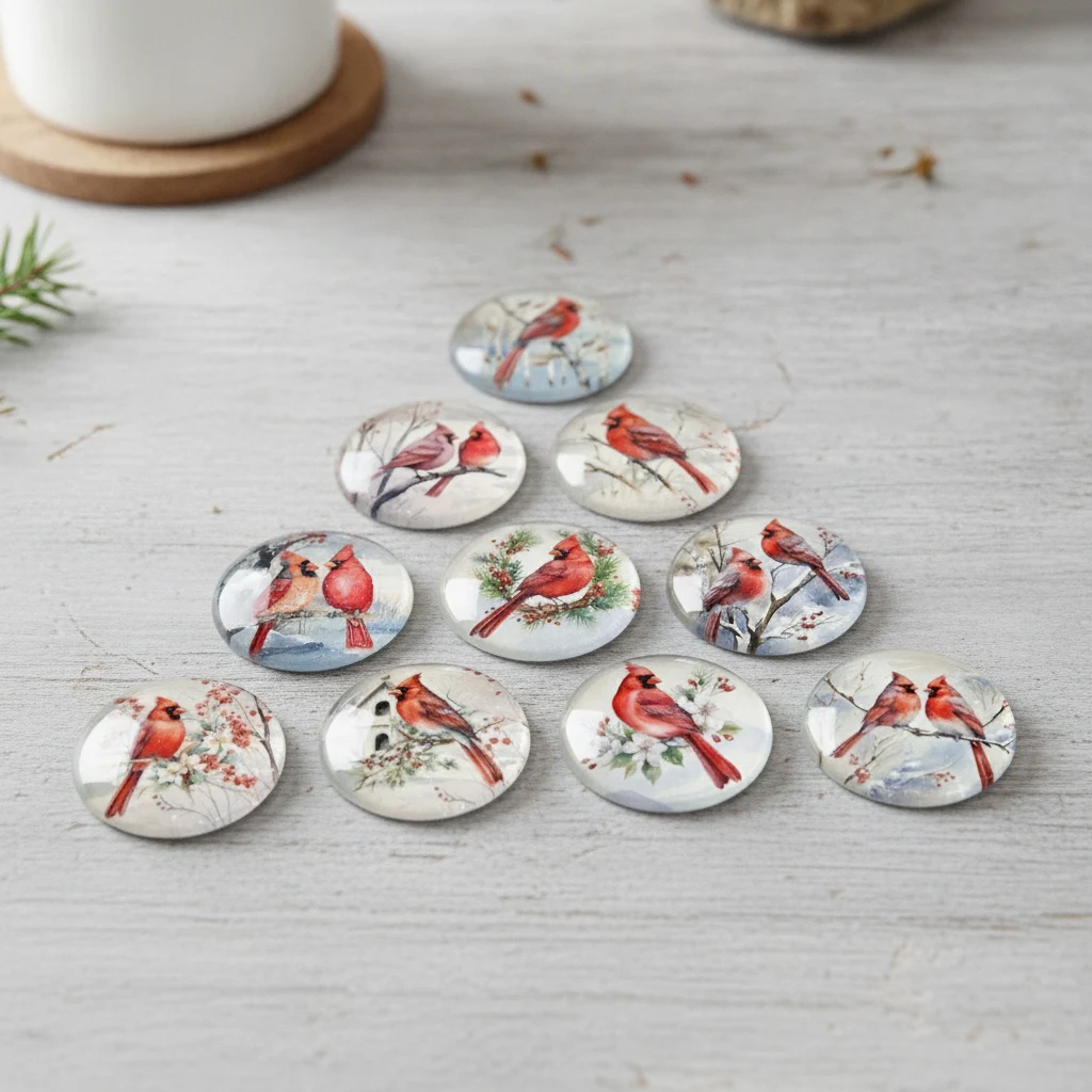 10Pcs Bird 017 Round Glass Cabochons Set DIY Jewelry Craft Making Accessories 12mm 20mm 25mm 30mm 18mm Snaps Button