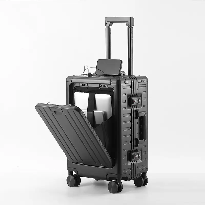 COLENARA Suitcase 20 Inches Business Boarding Box 24" Men's All Aluminum Magnesium Alloy Trolley Case Front Opening Luggage - Image 9