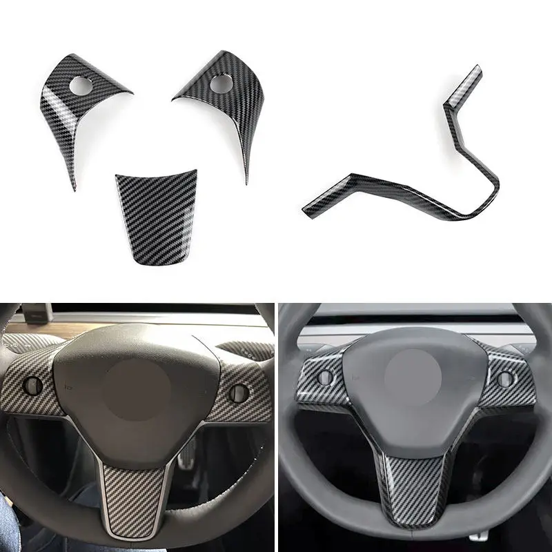 For Tesla Model 3 2016-2023 Model Y 2019 2020 2021 2022 2023 2024 ABS Car Interior Accessories Steering Wheel Button Cover Trim