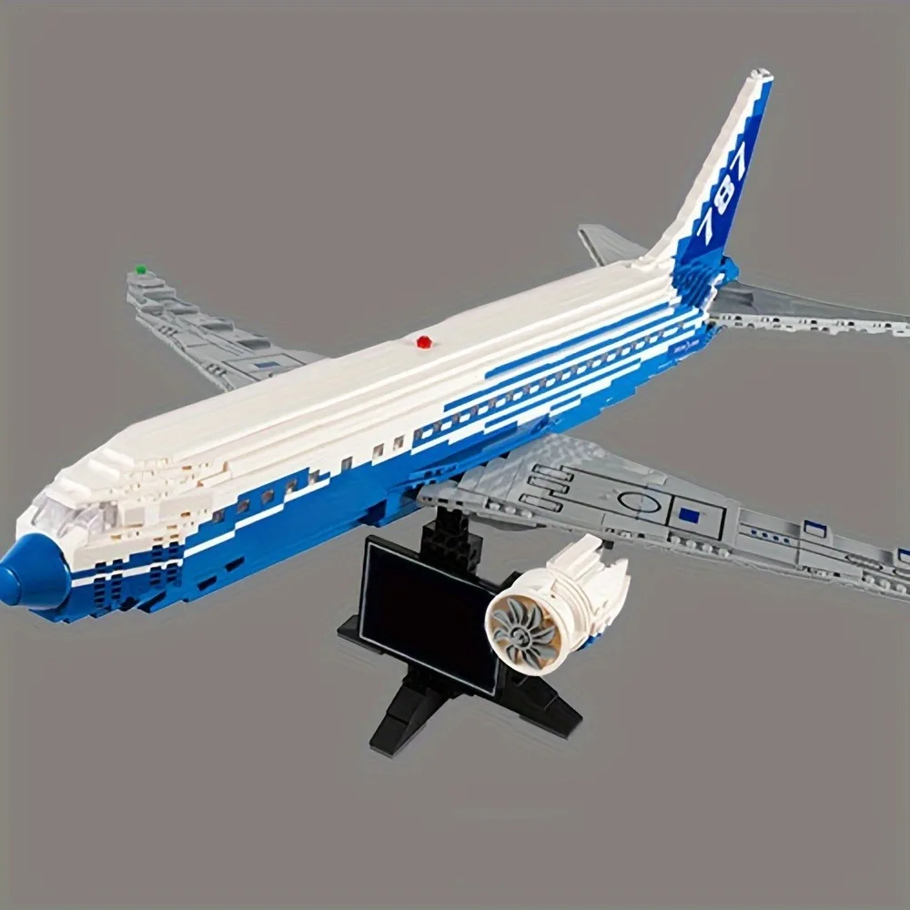 Boeing787飛行機ビルディングブロックセット、モデルレンガ、66cm大規模、都市飛行デスクトップアセンブリ、子供のおもちゃギフト、1353個