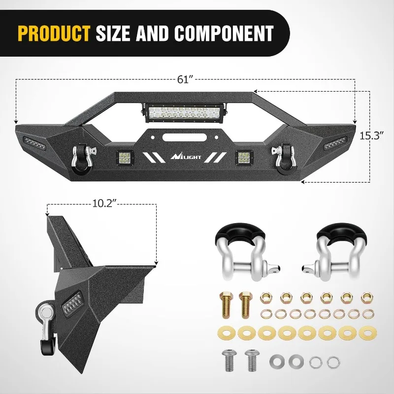 Compatible para 2007-2018 Wrangler JK/JKU 2018-2024 JL/JLU 2020-2024 Gladiador JT con LED de 72W