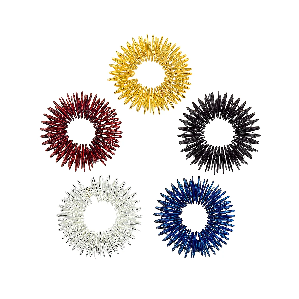 

10pcs Massage Ring Acupressure Finger Massager Stainless Steel Concentration Relief Ring Durable For Tired Fingers