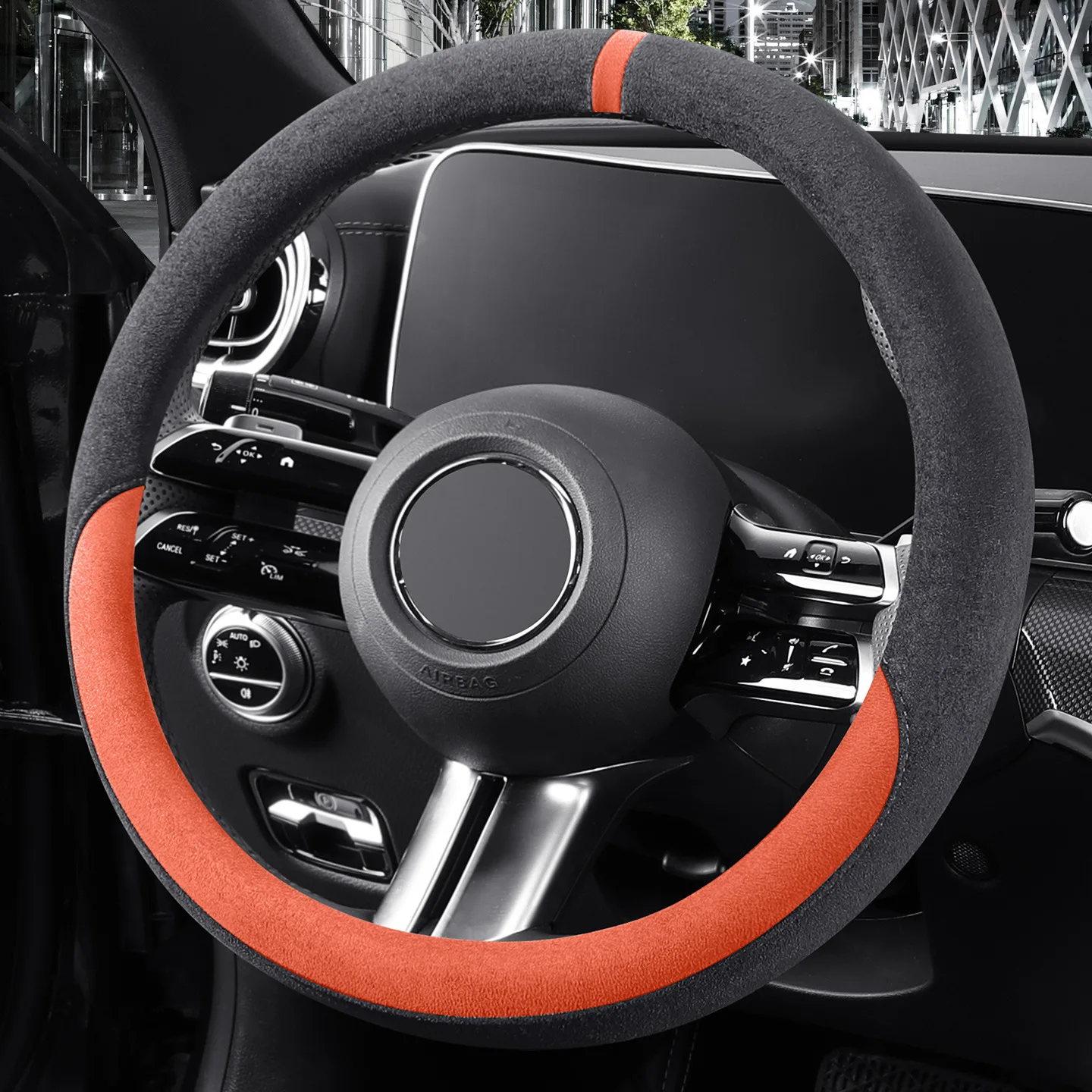 

Car Suede Steering Wheel Cover Universal Car Steering Wheel Cover Universal Round Diameter 38CM Suitable for 99% of Car Models