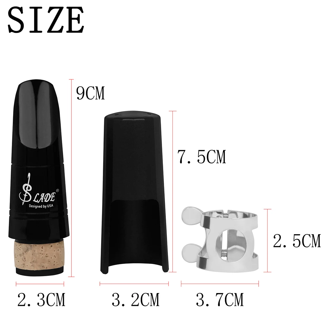 Clarinet Mouthpiece Set with Ligature ABS Cap Adjustable Metal Snap Clip Rubberwood Clarinet Mouthpiece Accessories