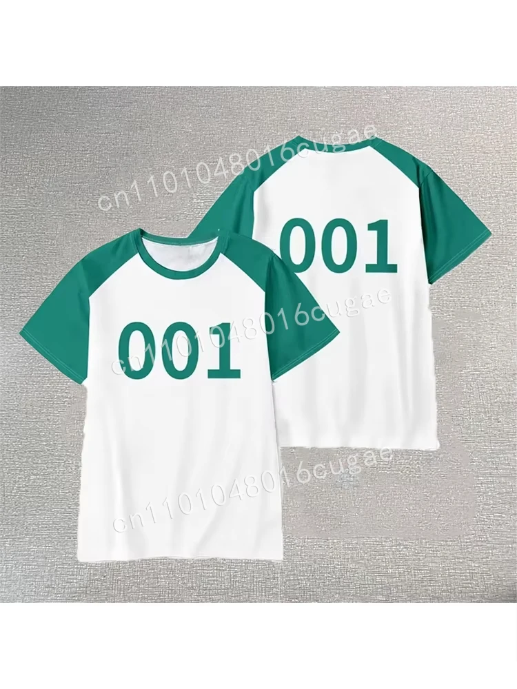 

Unisex Adult Player Costume T-shirt Calamari Game Cosplay Costume Numbers 456 333 001 T-shirt Player Party Clothes for Men Women