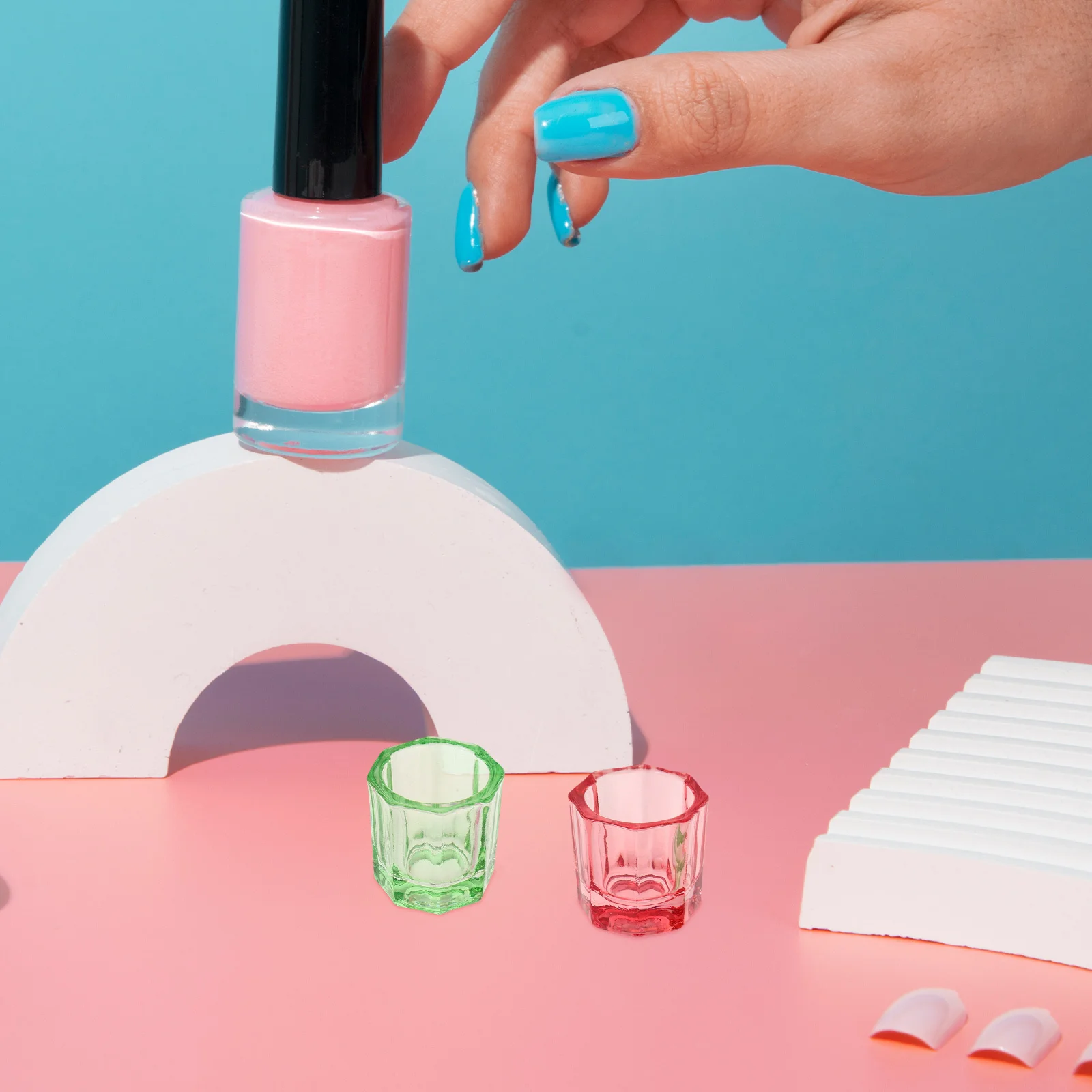 3個セット クリアガラス ダッペンディッシュ 八角形 ネイルリキッドボウル パウダーホルダー アクリルネイルアート エクステンションツール ダンピングディッシュ ネイル用